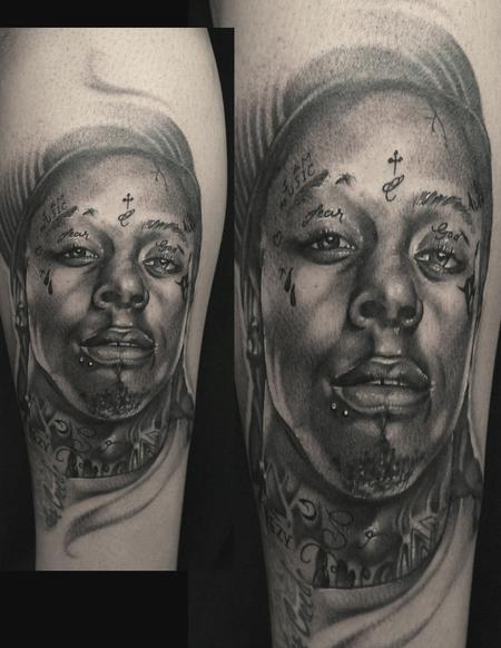 Mike Demasi - LIl Wayne Black and gray portrait Tattoo